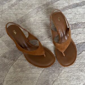 Zara suede thong heels 37